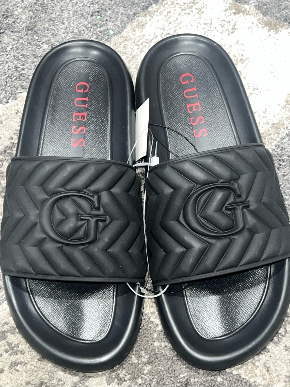 GUESS Men’s Black Quilted Logo Slide Slip-on Sandals size 11 NWOT